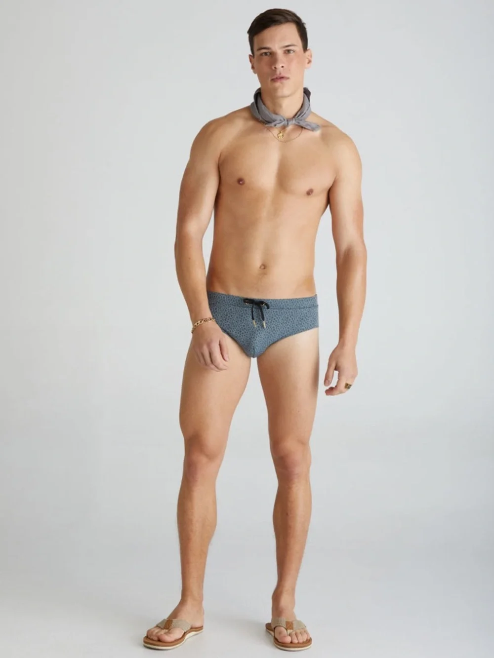 Aqua Blu Multi Grey Spot Print Racer Briefs Size S